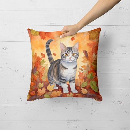 Caroline's Treasures American Wirehair Cat in Fall Leaves Throw Pillow Machine Washable, Indoor Outdoor Decorative - image 2