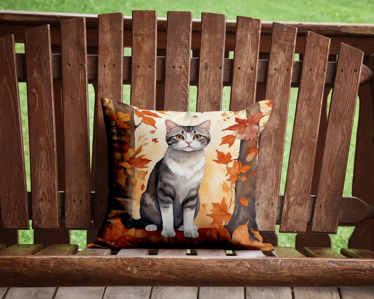 Caroline's Treasures American Wirehair Cat in Fall Leaves Throw Pillow Machine Washable, Indoor Outdoor Decorative - image 2