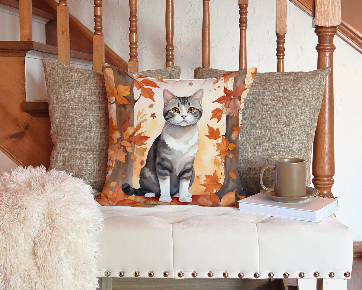 Caroline's Treasures American Wirehair Cat in Fall Leaves Throw Pillow Machine Washable, Indoor Outdoor Decorative - image 3