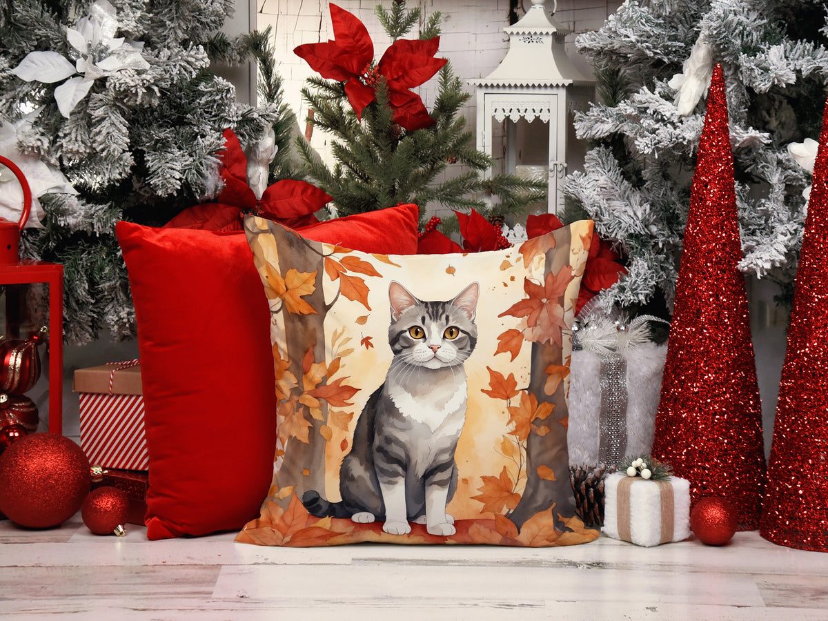Caroline's Treasures American Wirehair Cat in Fall Leaves Throw Pillow Machine Washable, Indoor Outdoor Decorative - image 6