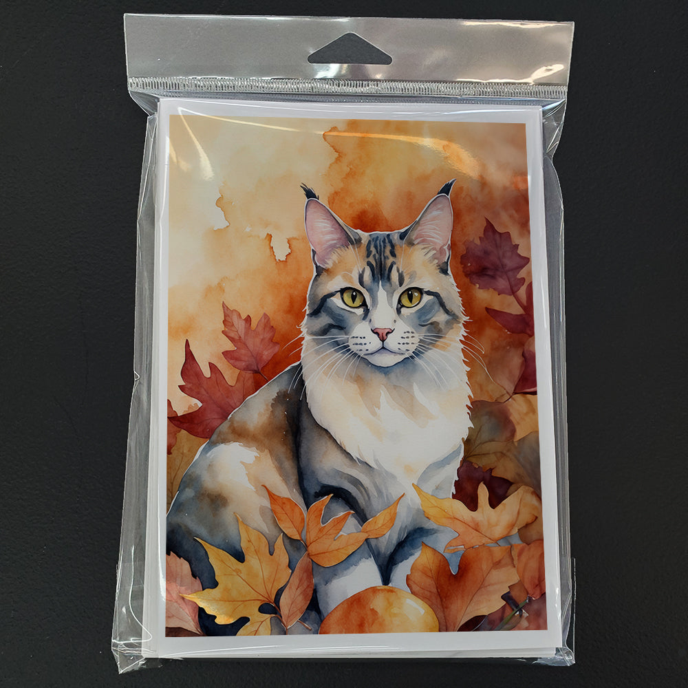 Caroline's Treasures Aphrodite Giant Cat in Fall Leaves Greeting Cards Pack of 8 Blank Cards with Envelopes Whimsical - image 3