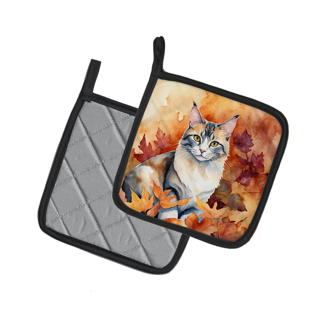 Caroline's Treasures Aphrodite Giant Cat in Fall Leaves Pair of Pot Holders Kitchen Heat Resistant Pot Holders Sets - image 2