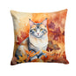 Caroline's Treasures Aphrodite Giant Cat in Fall Leaves Throw Pillow Machine Washable, Indoor Outdoor Decorative Pillow