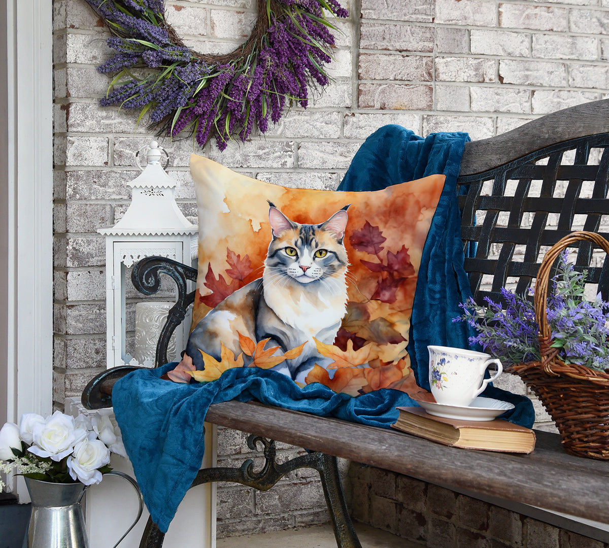 Caroline's Treasures Aphrodite Giant Cat in Fall Leaves Throw Pillow Machine Washable, Indoor Outdoor Decorative Pillow - image 4
