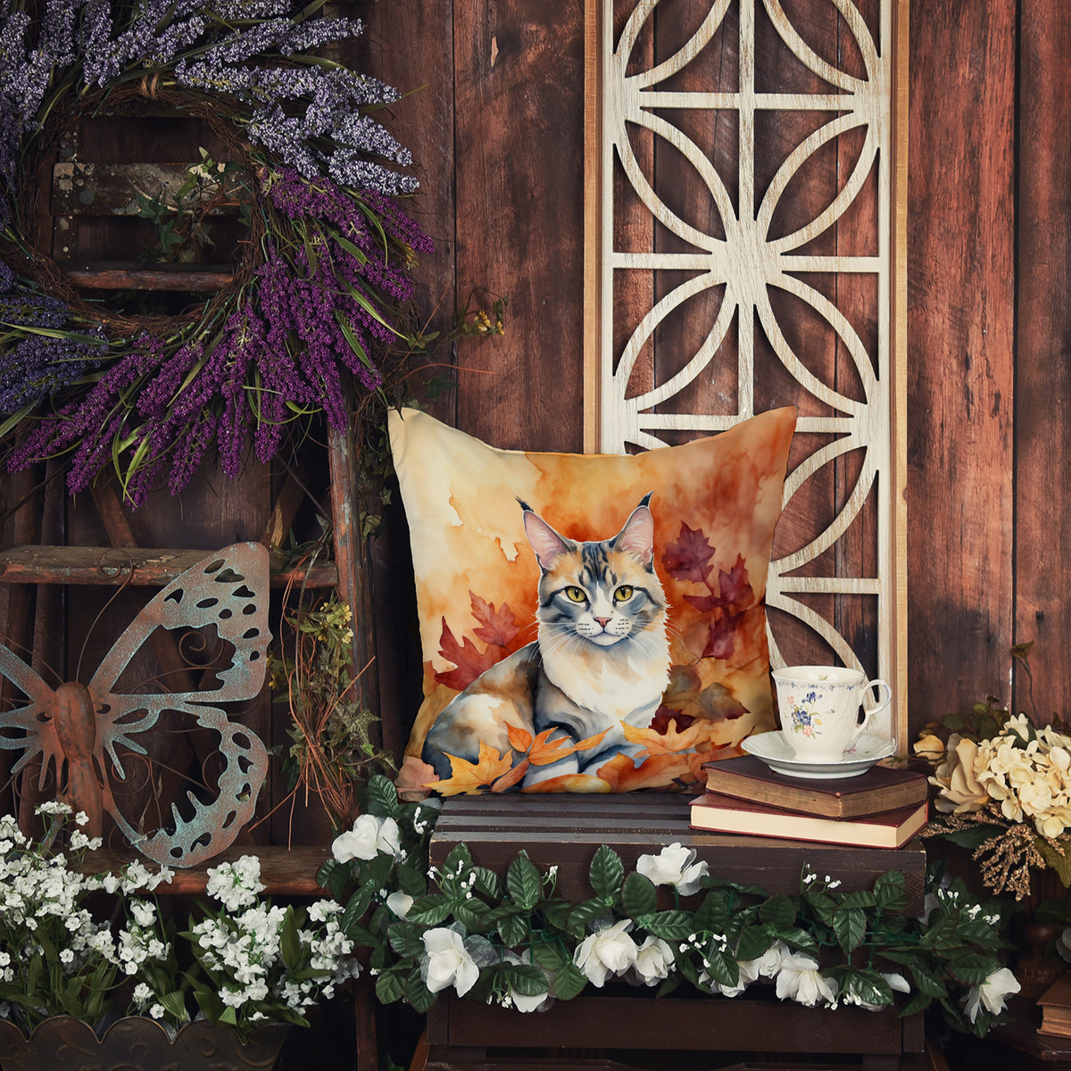 Caroline's Treasures Aphrodite Giant Cat in Fall Leaves Throw Pillow Machine Washable, Indoor Outdoor Decorative Pillow - image 6