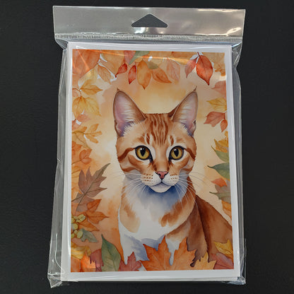 Caroline's Treasures Arabian Mau Cat in Fall Leaves Greeting Cards Pack of 8 Blank Cards with Envelopes Whimsical A7 - image 3