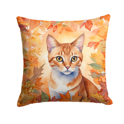 Caroline's Treasures Arabian Mau Cat in Fall Leaves Throw Pillow Machine Washable, Indoor Outdoor Decorative Pillow for
