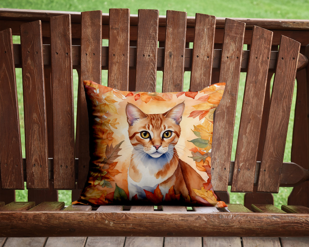 Caroline's Treasures Arabian Mau Cat in Fall Leaves Throw Pillow Machine Washable, Indoor Outdoor Decorative Pillow for - image 2