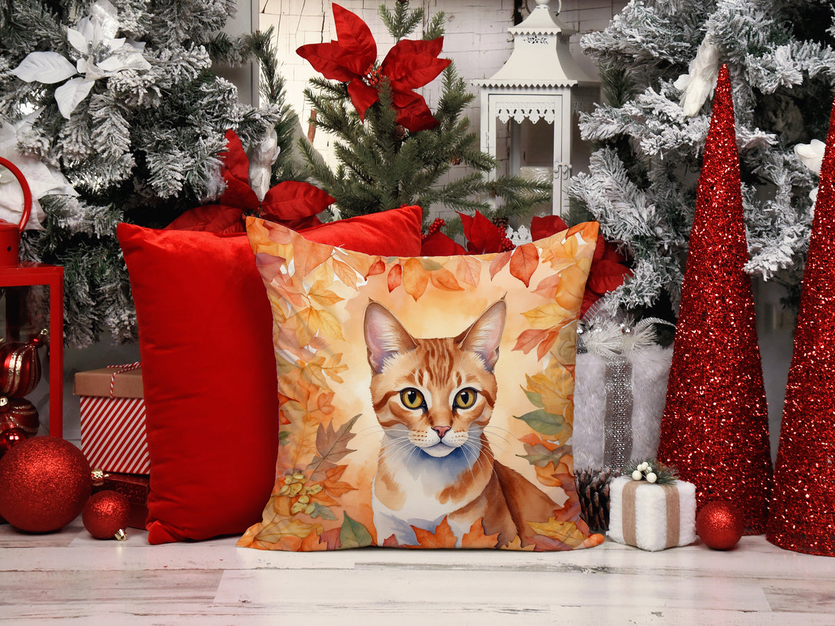 Caroline's Treasures Arabian Mau Cat in Fall Leaves Throw Pillow Machine Washable, Indoor Outdoor Decorative Pillow for - image 6