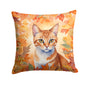 Caroline's Treasures Arabian Mau Cat in Fall Leaves Throw Pillow Machine Washable, Indoor Outdoor Decorative Pillow for