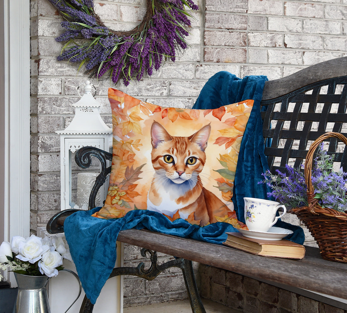 Caroline's Treasures Arabian Mau Cat in Fall Leaves Throw Pillow Machine Washable, Indoor Outdoor Decorative Pillow for - image 4