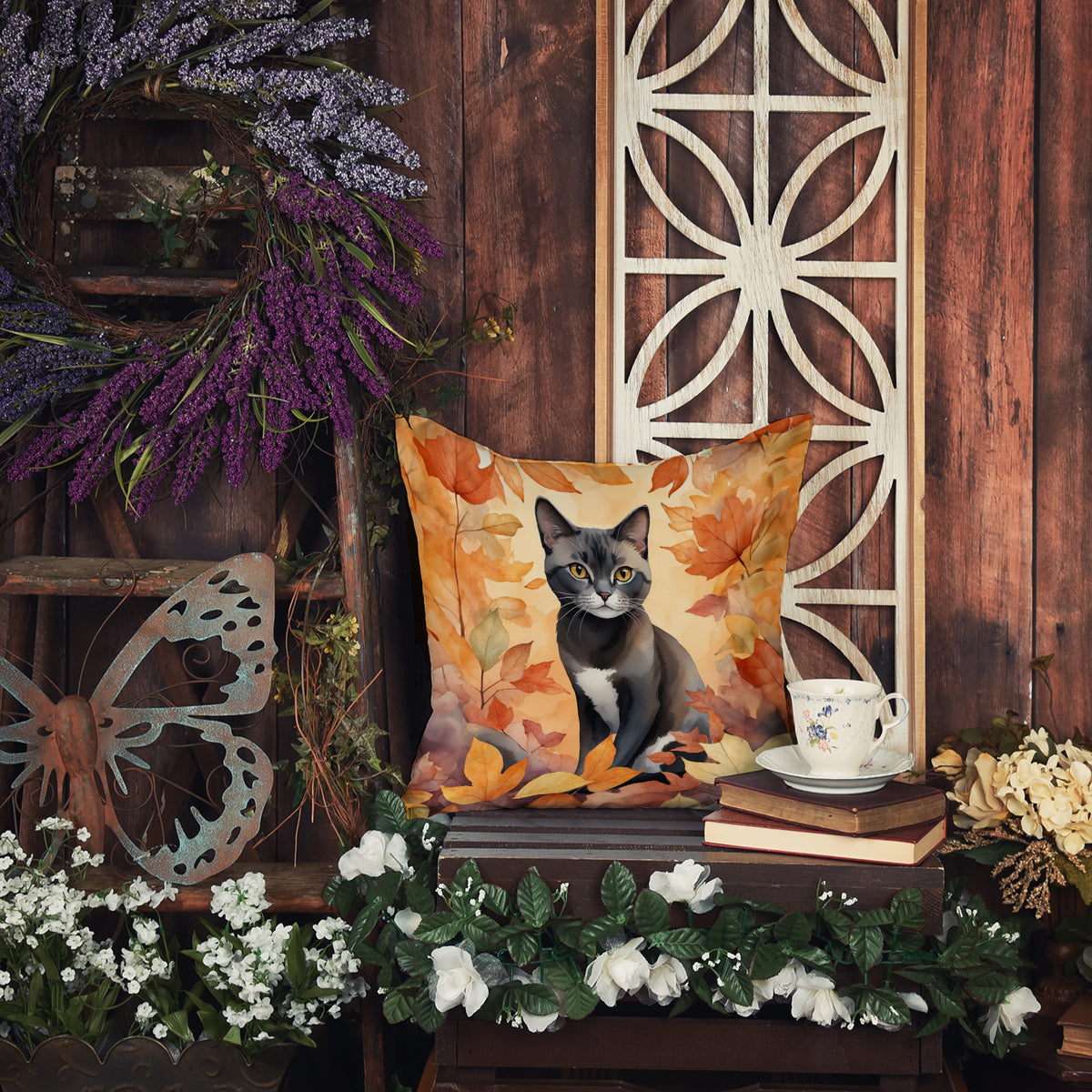 Caroline's Treasures Asian Cat in Fall Leaves Throw Pillow Machine Washable, Indoor Outdoor Decorative Pillow for - image 5