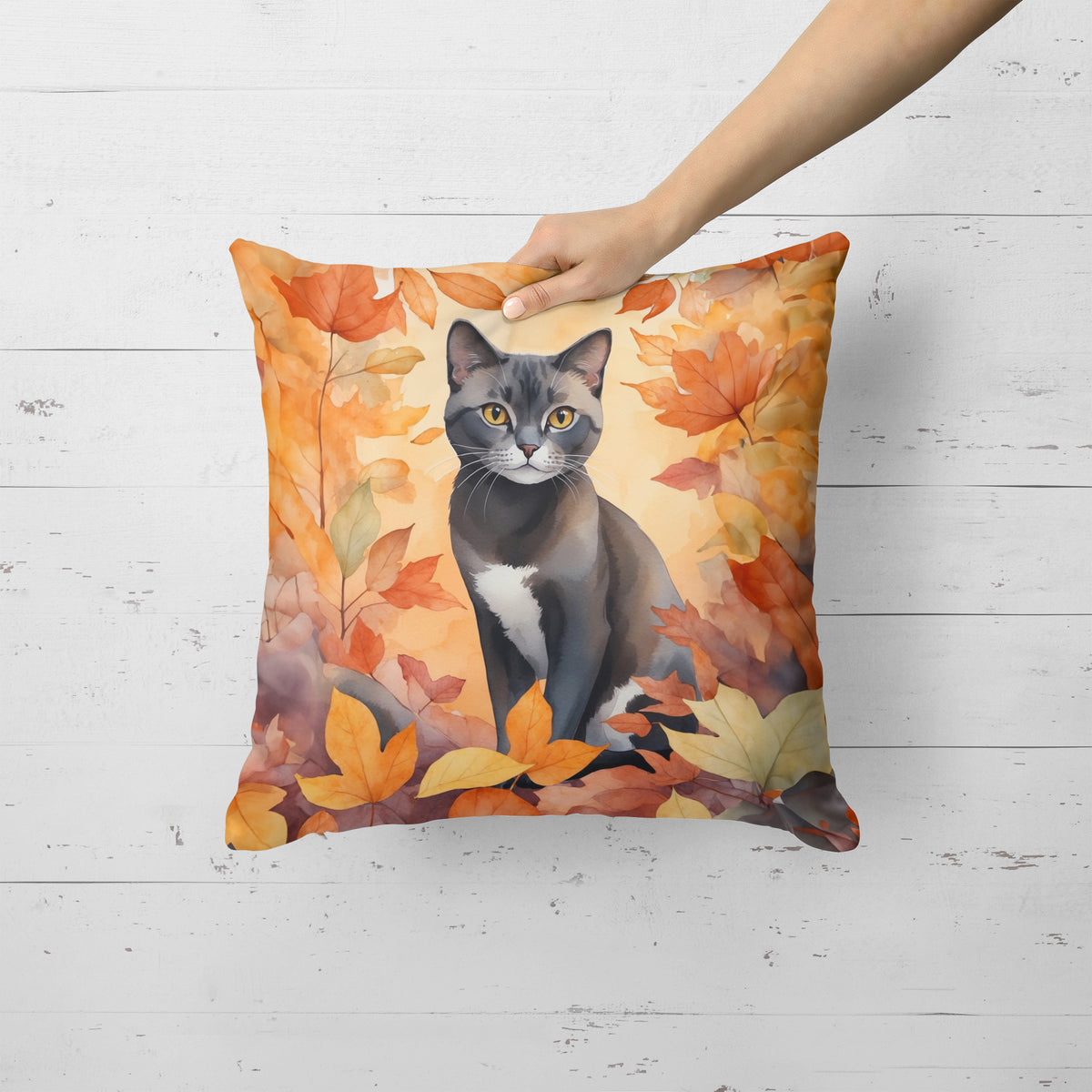 Caroline's Treasures Asian Cat in Fall Leaves Throw Pillow Machine Washable, Indoor Outdoor Decorative Pillow for - image 2
