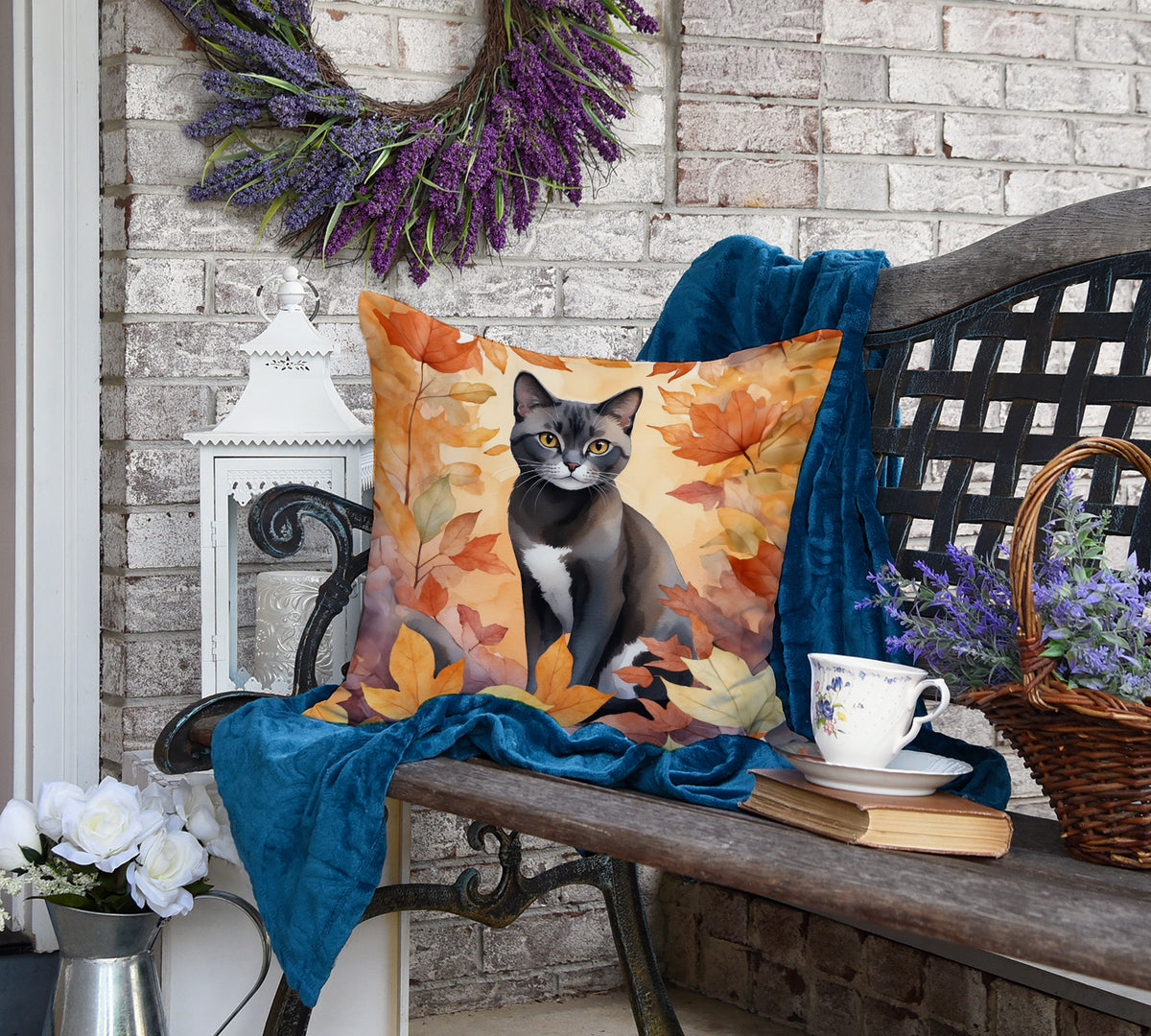 Caroline's Treasures Asian Cat in Fall Leaves Throw Pillow Machine Washable, Indoor Outdoor Decorative Pillow for - image 4