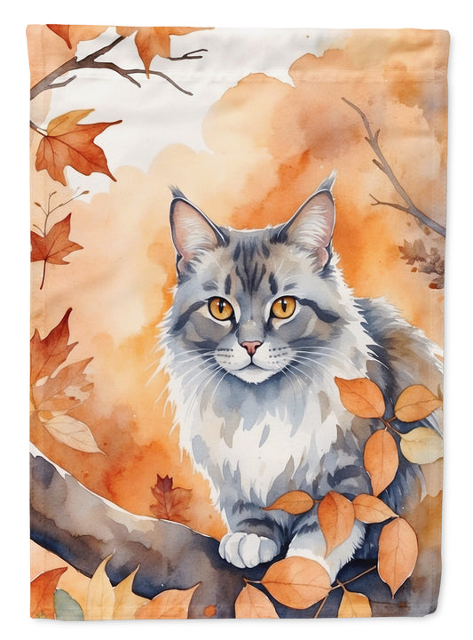 Caroline's Treasures Australian Mist Cat in Fall Leaves House Flag Large Porch Sleeve Pole Decorative Outside Yard