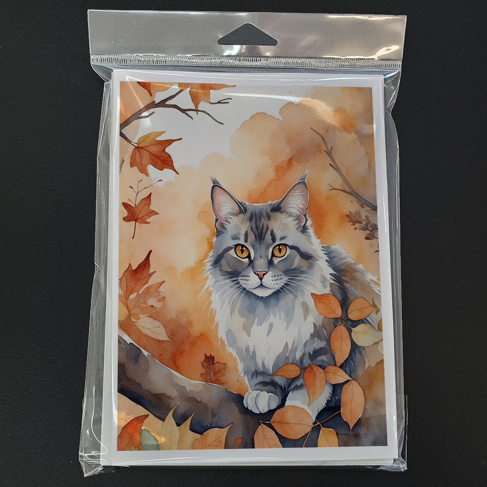Caroline's Treasures Australian Mist Cat in Fall Leaves Greeting Cards Pack of 8 Blank Cards with Envelopes Whimsical - image 3