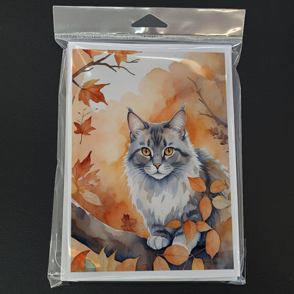 Caroline's Treasures Australian Mist Cat in Fall Leaves Greeting Cards Pack of 8 Blank Cards with Envelopes Whimsical - image 3