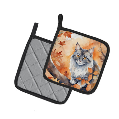 Caroline's Treasures Australian Mist Cat in Fall Leaves Pair of Pot Holders Kitchen Heat Resistant Pot Holders Sets - image 2
