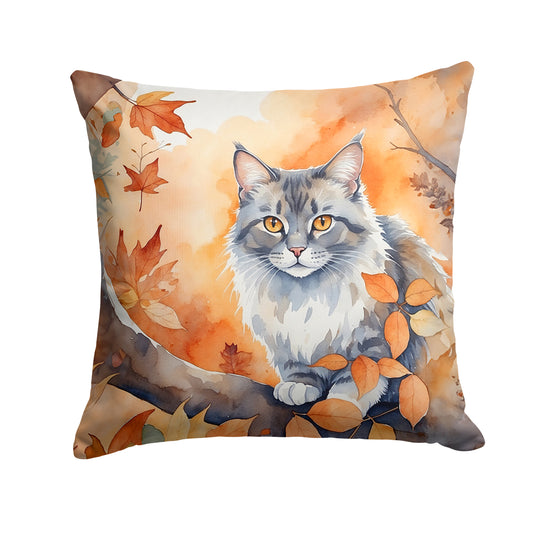 Caroline's Treasures Australian Mist Cat in Fall Leaves Throw Pillow Machine Washable, Indoor Outdoor Decorative Pillow