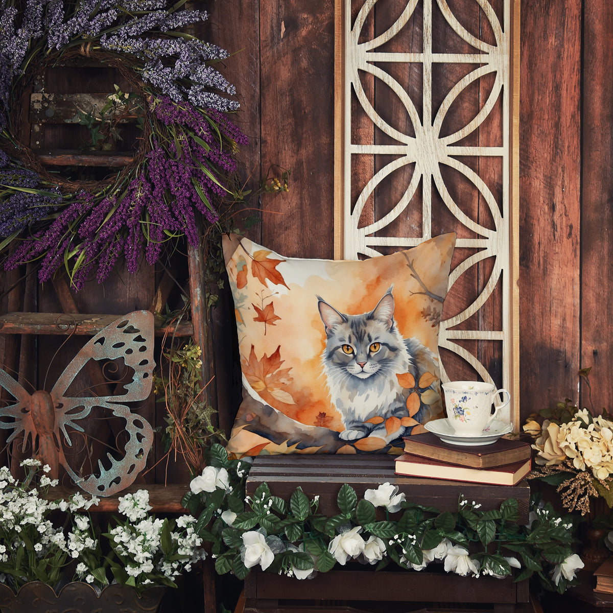 Caroline's Treasures Australian Mist Cat in Fall Leaves Throw Pillow Machine Washable, Indoor Outdoor Decorative Pillow - image 5