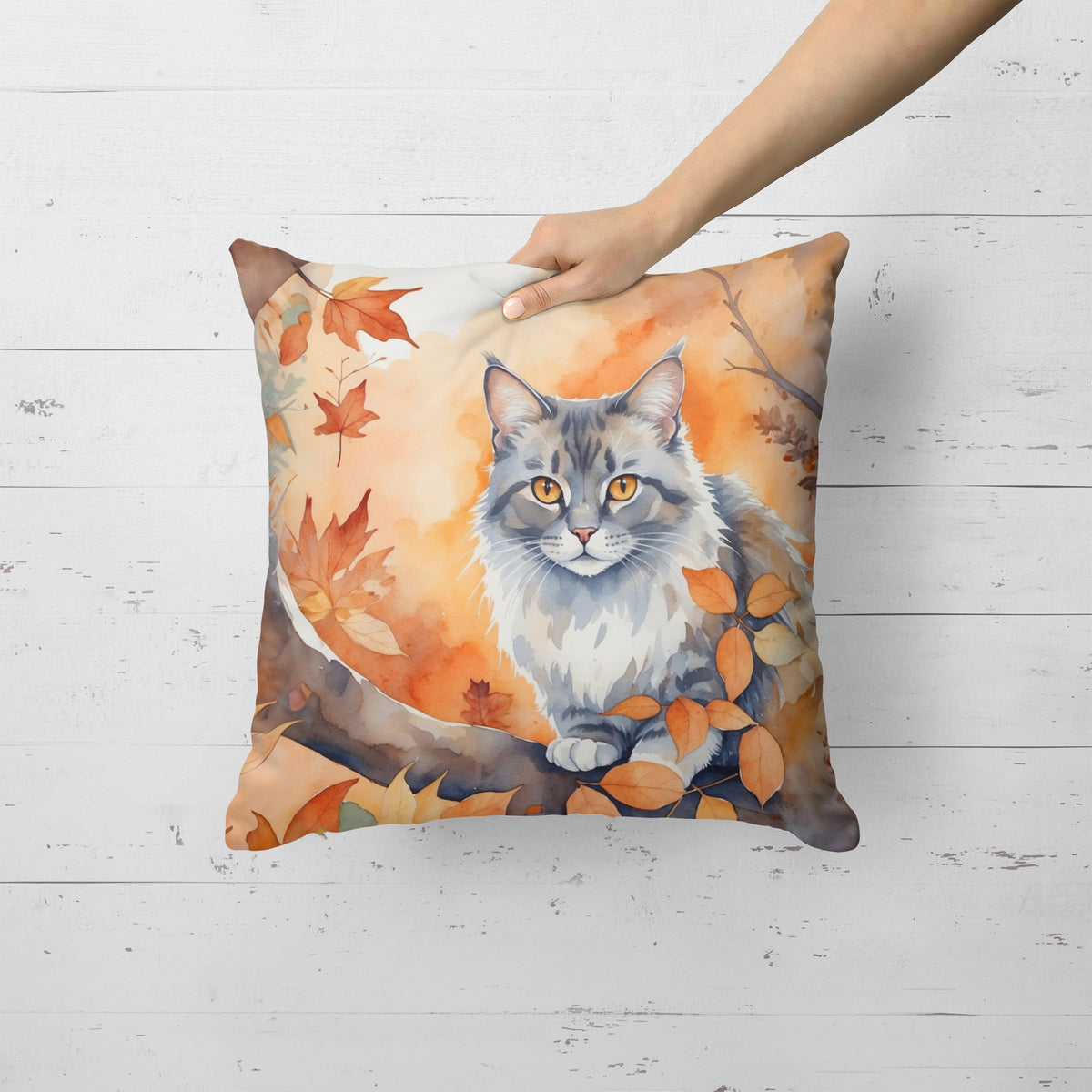 Caroline's Treasures Australian Mist Cat in Fall Leaves Throw Pillow Machine Washable, Indoor Outdoor Decorative Pillow - image 2