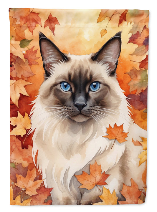 Caroline's Treasures Balinese Cat in Fall Leaves Garden Flag Mailbox Flag Decorative Yard Flag Banner Outside Patio