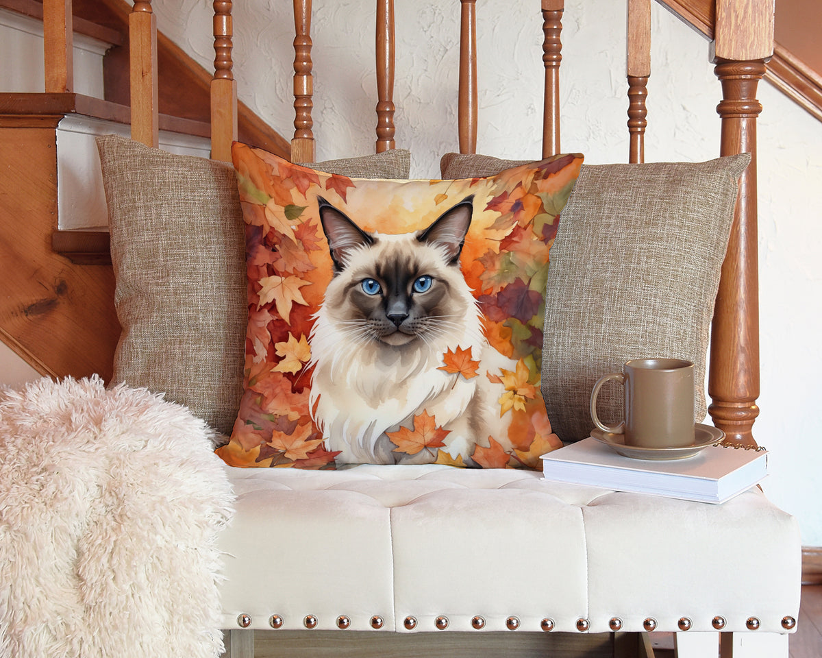 Caroline's Treasures Balinese Cat in Fall Leaves Throw Pillow Machine Washable, Indoor Outdoor Decorative Pillow for - image 3