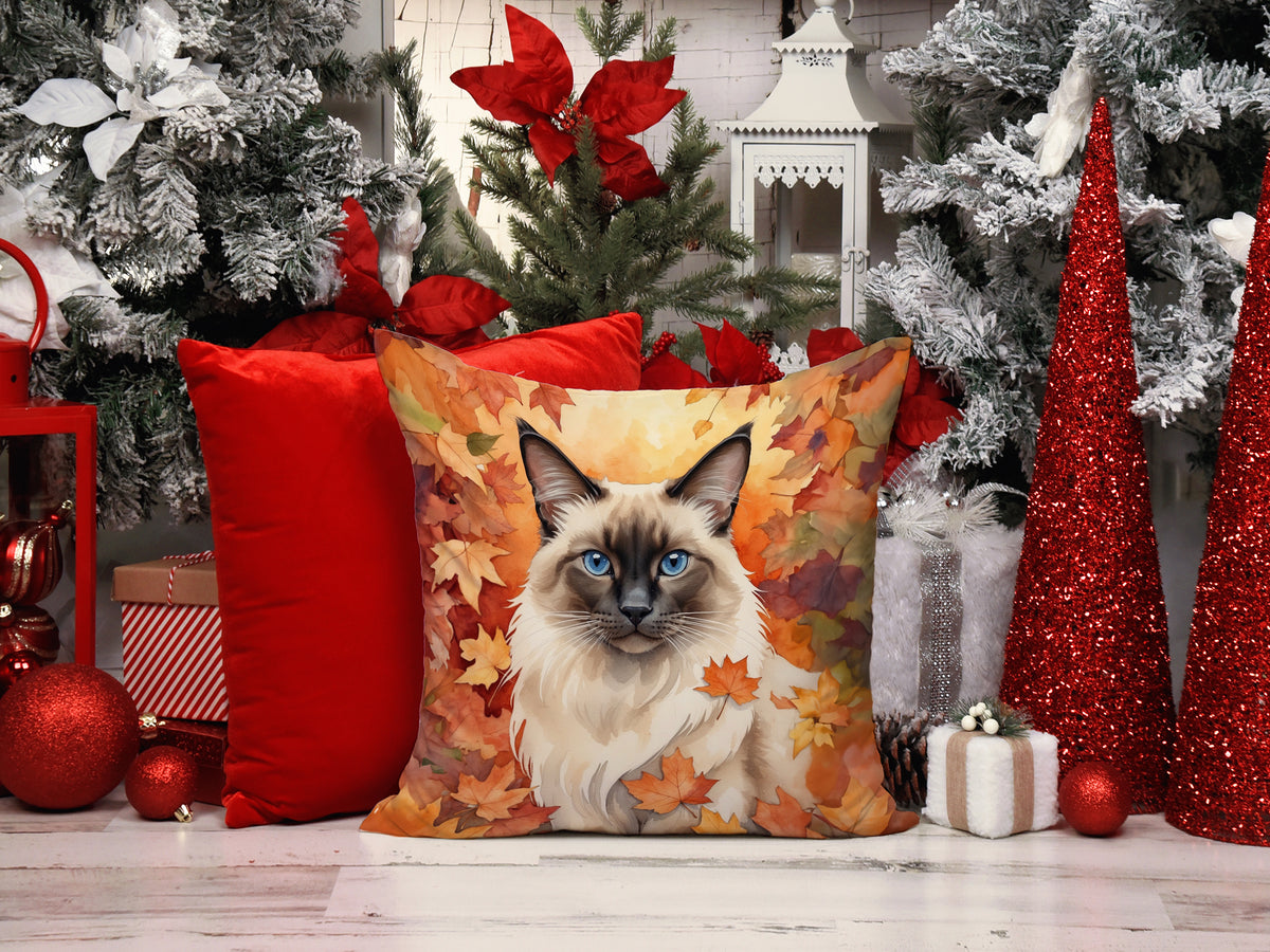 Caroline's Treasures Balinese Cat in Fall Leaves Throw Pillow Machine Washable, Indoor Outdoor Decorative Pillow for - image 7