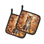 Caroline's Treasures Bengal Cat in Fall Leaves Pair of Pot Holders Kitchen Heat Resistant Pot Holders Sets Oven Hot
