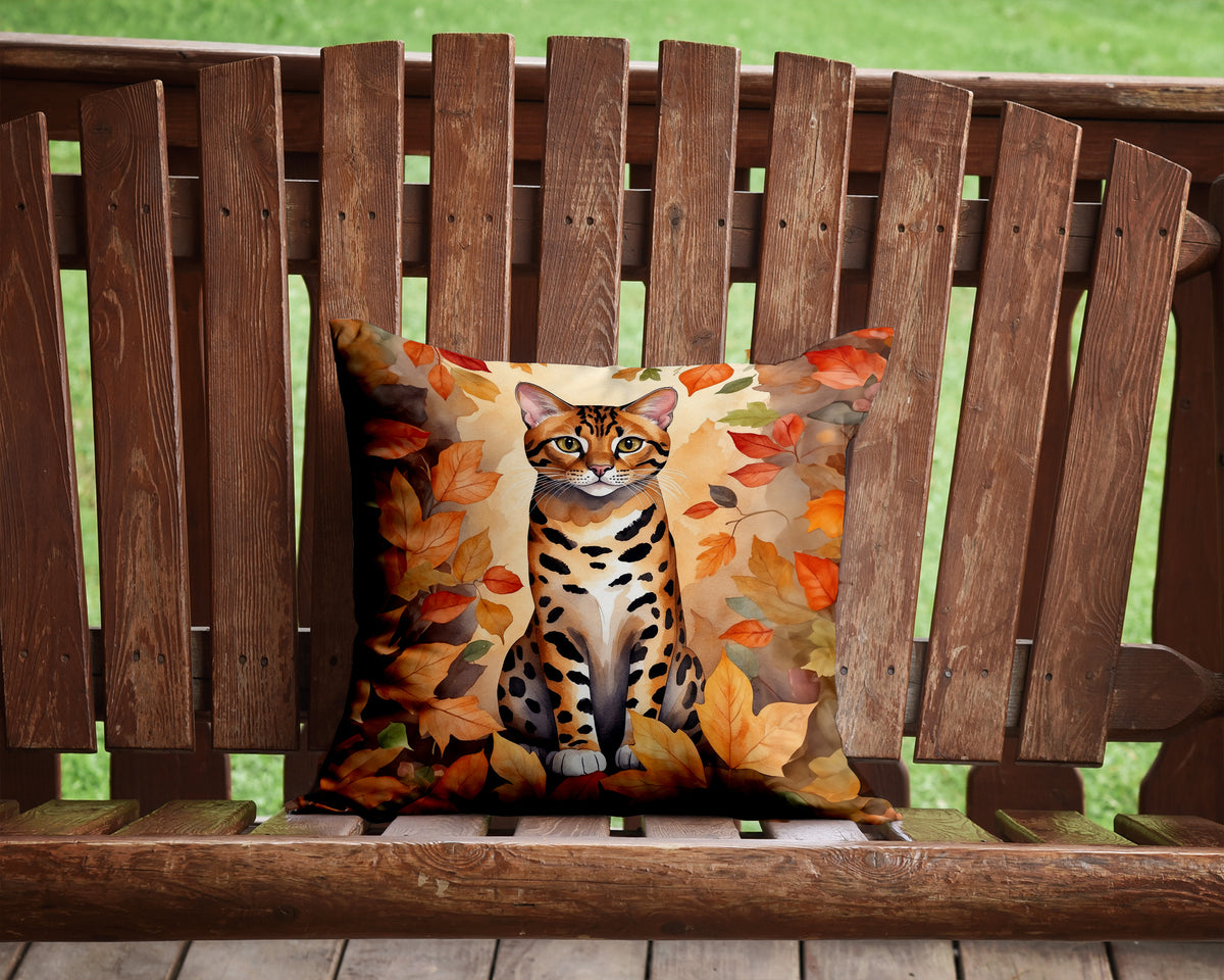 Caroline's Treasures Bengal Cat in Fall Leaves Throw Pillow Machine Washable, Indoor Outdoor Decorative Pillow for - image 2