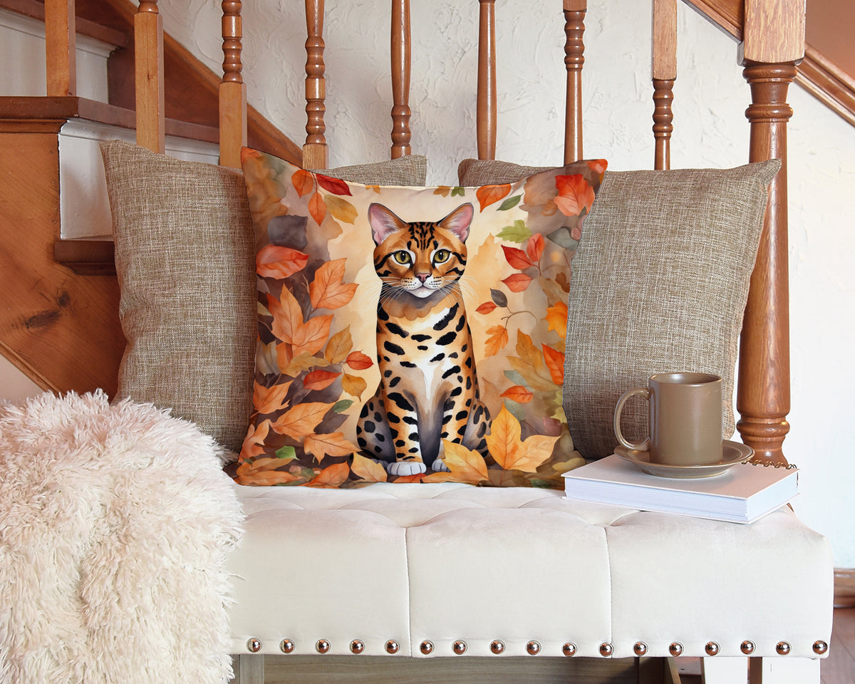 Caroline's Treasures Bengal Cat in Fall Leaves Throw Pillow Machine Washable, Indoor Outdoor Decorative Pillow for - image 3