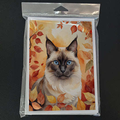 Caroline's Treasures Birman Cat in Fall Leaves Greeting Cards Pack of 8 Blank Cards with Envelopes Whimsical A7 Size - image 3