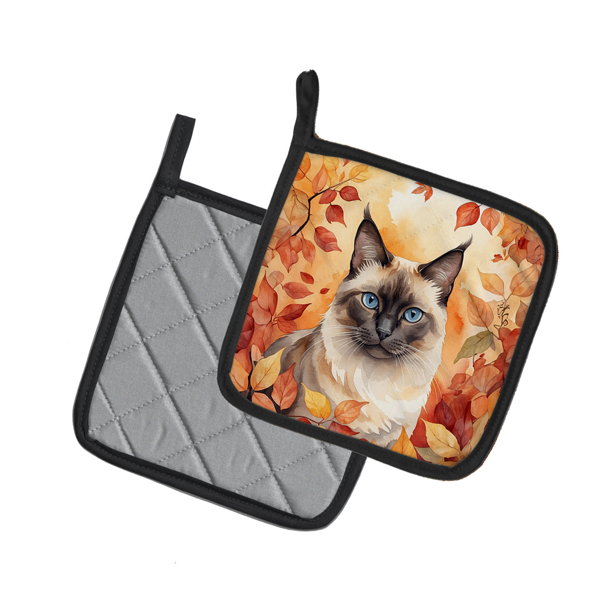 Caroline's Treasures Birman Cat in Fall Leaves Pair of Pot Holders Kitchen Heat Resistant Pot Holders Sets Oven Hot - image 2
