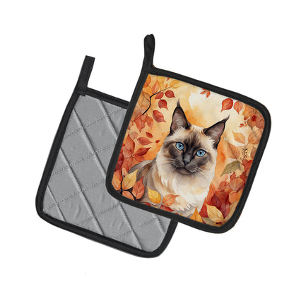 Caroline's Treasures Birman Cat in Fall Leaves Pair of Pot Holders Kitchen Heat Resistant Pot Holders Sets Oven Hot - image 2