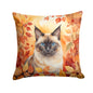 Caroline's Treasures Birman Cat in Fall Leaves Throw Pillow Machine Washable, Indoor Outdoor Decorative Pillow for