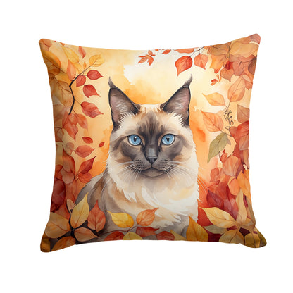Caroline's Treasures Birman Cat in Fall Leaves Throw Pillow Machine Washable, Indoor Outdoor Decorative Pillow for