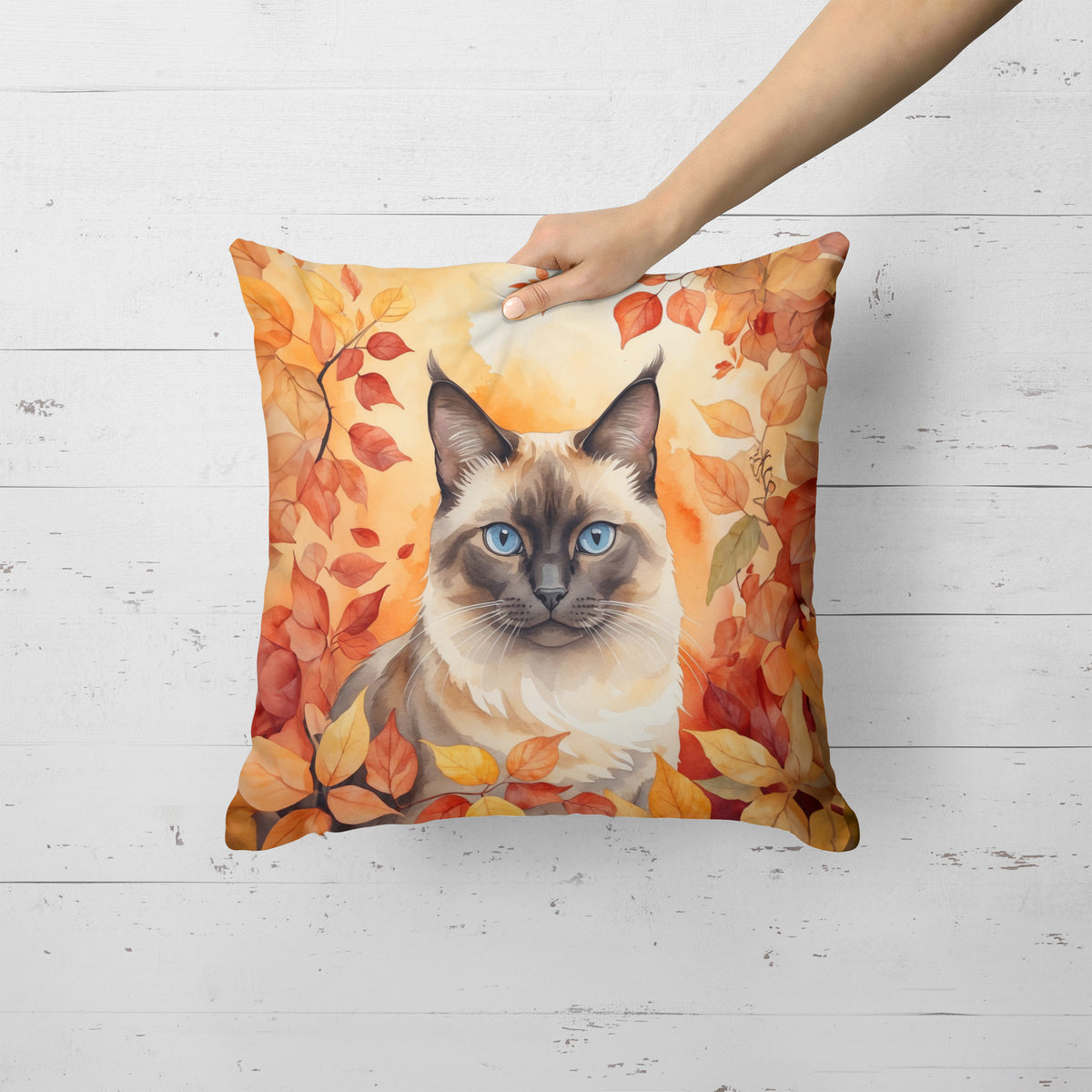 Caroline's Treasures Birman Cat in Fall Leaves Throw Pillow Machine Washable, Indoor Outdoor Decorative Pillow for - image 2