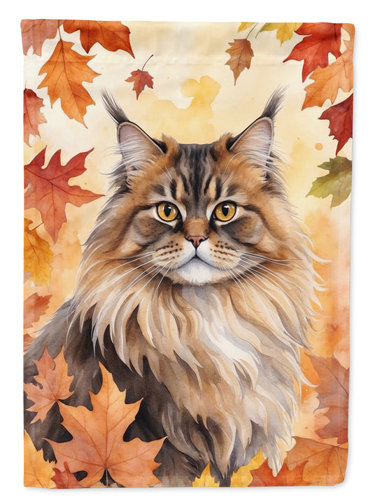 Caroline's Treasures British Longhair Cat in Fall Leaves House Flag Large Porch Sleeve Pole Decorative Outside Yard