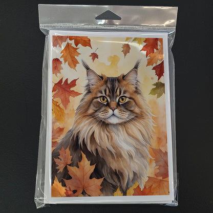 Caroline's Treasures British Longhair Cat in Fall Leaves Greeting Cards Pack of 8 Blank Cards with Envelopes Whimsical - image 3