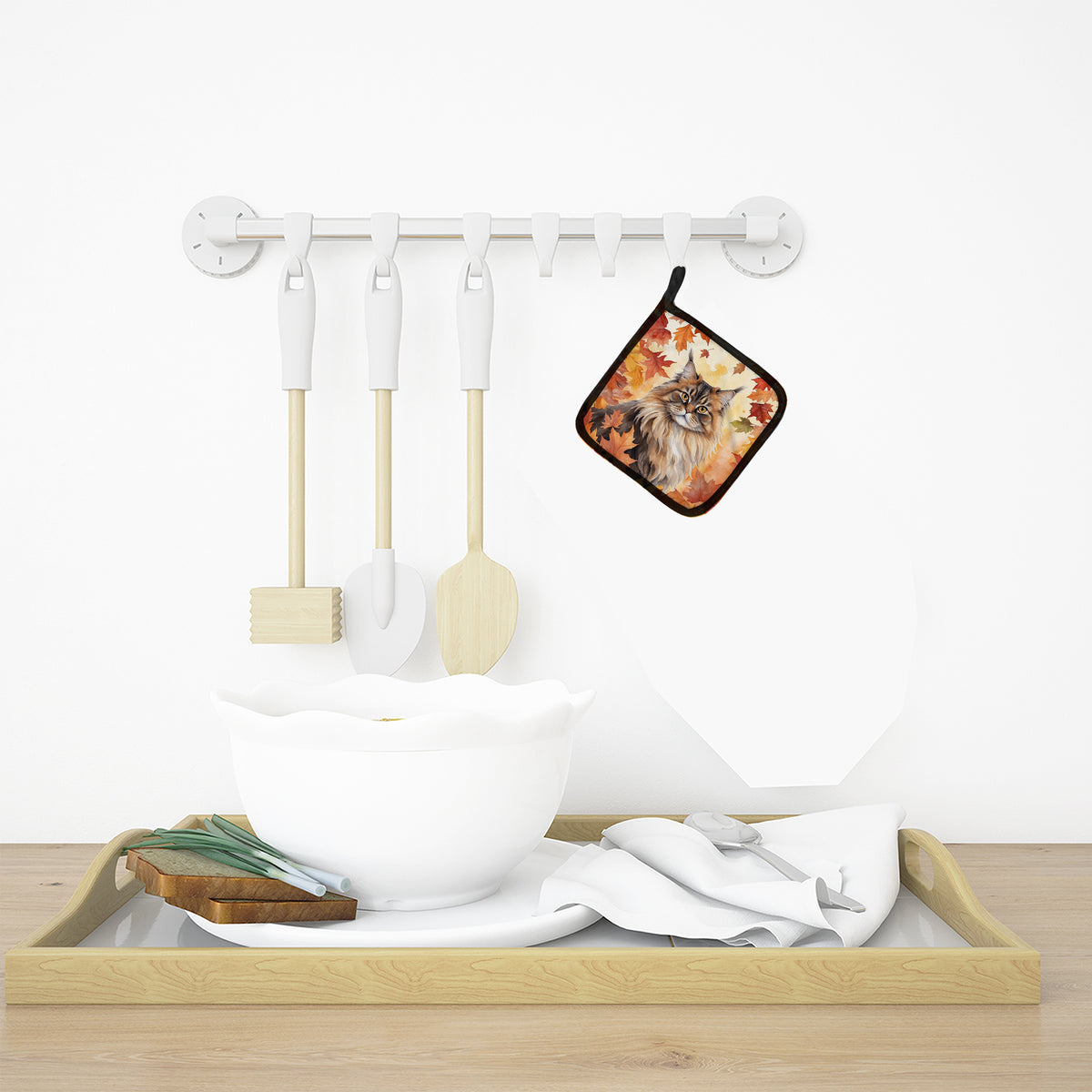 Caroline's Treasures British Longhair Cat in Fall Leaves Pair of Pot Holders Kitchen Heat Resistant Pot Holders Sets - image 7