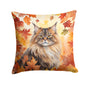 Caroline's Treasures British Longhair Cat in Fall Leaves Throw Pillow Machine Washable, Indoor Outdoor Decorative