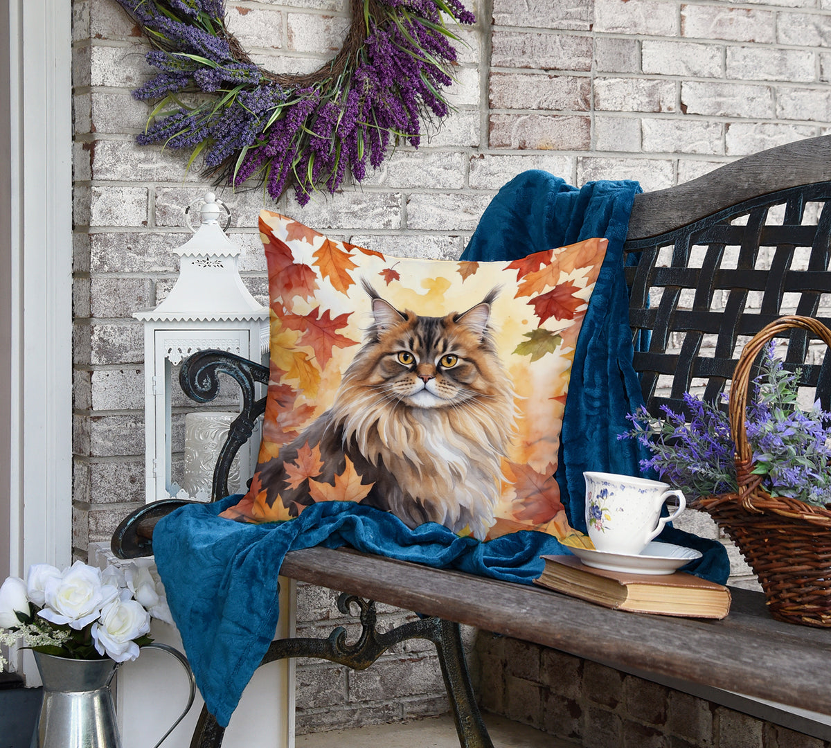 Caroline's Treasures British Longhair Cat in Fall Leaves Throw Pillow Machine Washable, Indoor Outdoor Decorative - image 4