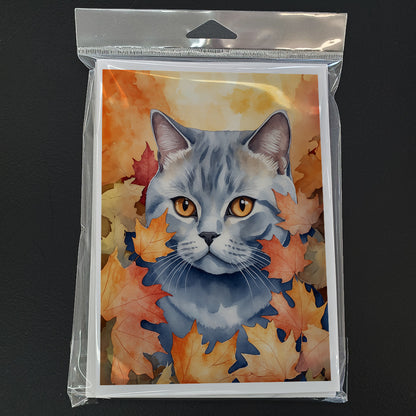 Caroline's Treasures British Shorthair Cat in Fall Leaves Greeting Cards Pack of 8 Blank Cards with Envelopes Whimsical - image 3
