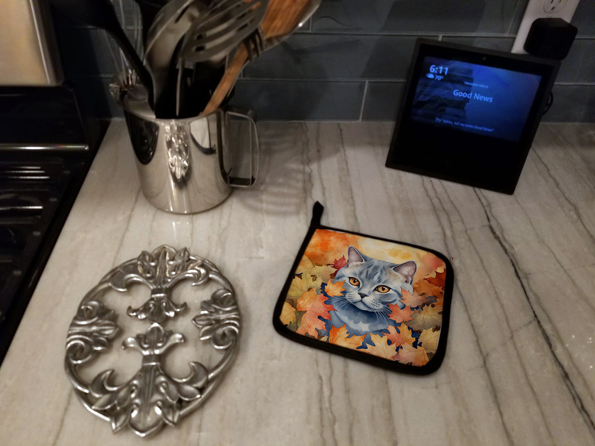 Caroline's Treasures British Shorthair Cat in Fall Leaves Pair of Pot Holders Kitchen Heat Resistant Pot Holders Sets - image 3