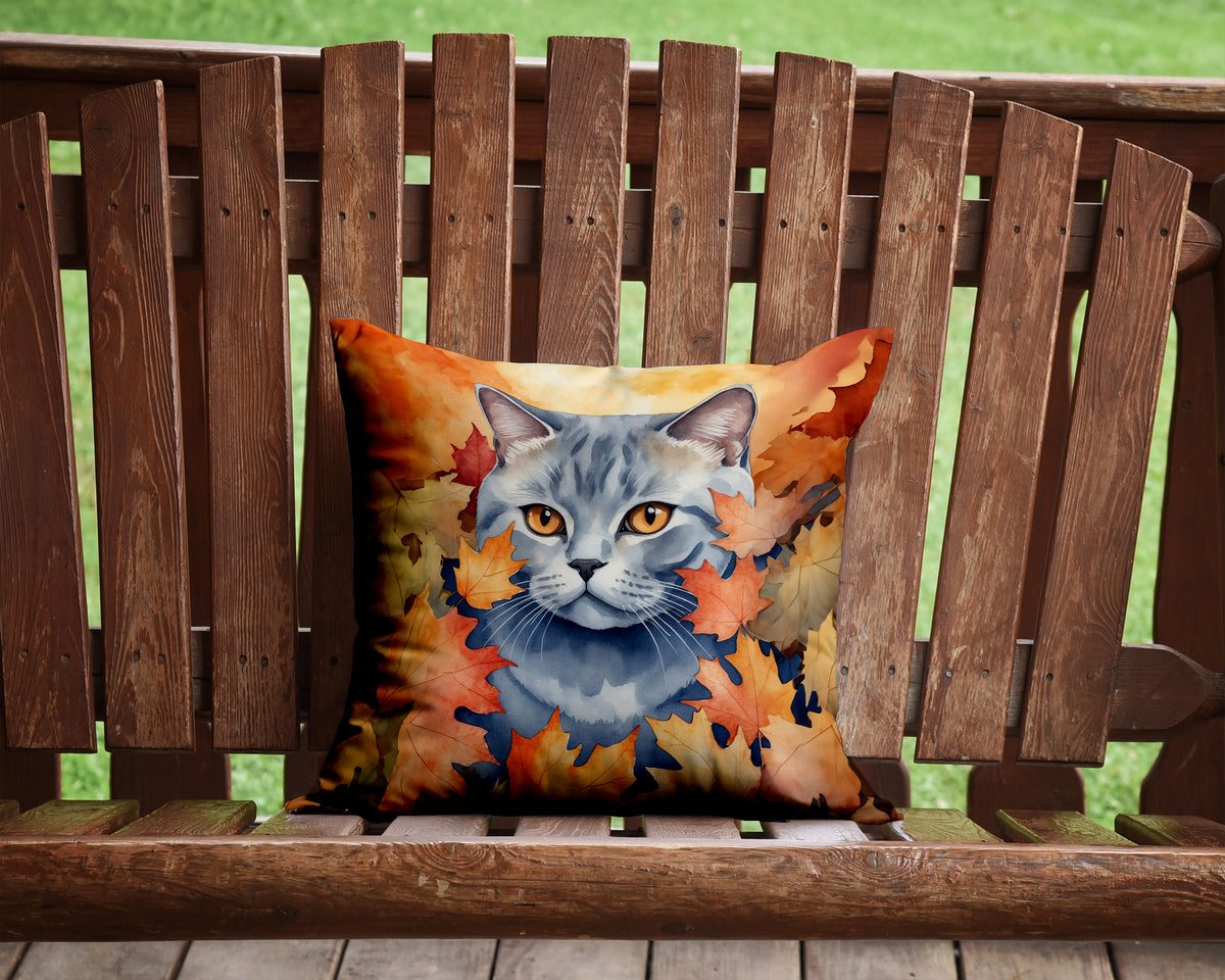 Caroline's Treasures British Shorthair Cat in Fall Leaves Throw Pillow Machine Washable, Indoor Outdoor Decorative - image 2