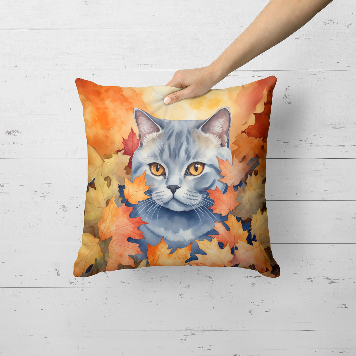 Caroline's Treasures British Shorthair Cat in Fall Leaves Throw Pillow Machine Washable, Indoor Outdoor Decorative - image 2