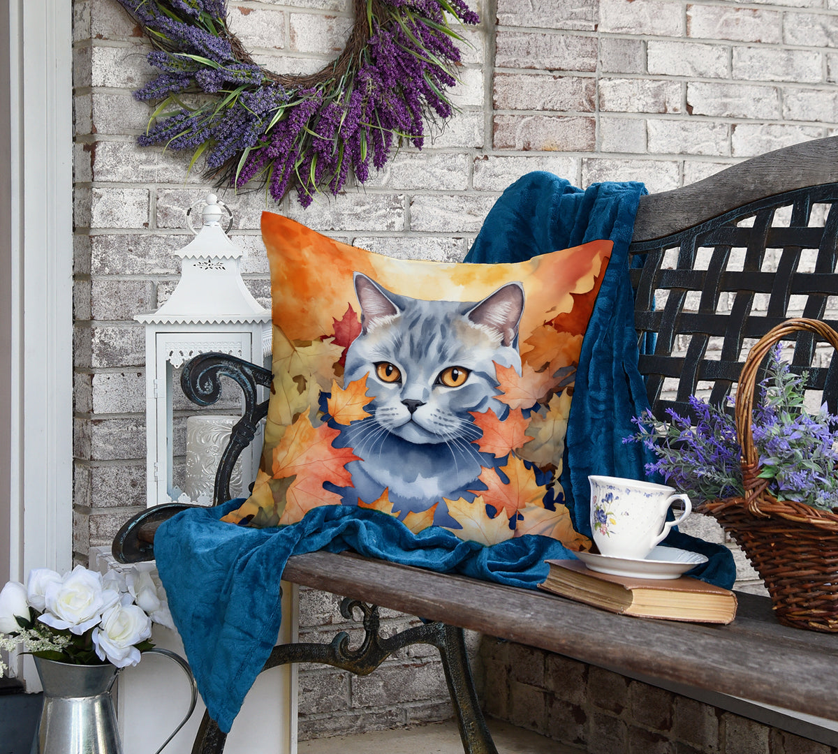 Caroline's Treasures British Shorthair Cat in Fall Leaves Throw Pillow Machine Washable, Indoor Outdoor Decorative - image 4