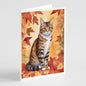 Caroline's Treasures California Spangled Cat in Fall Leaves Greeting Cards Pack of 8 Blank Cards with Envelopes