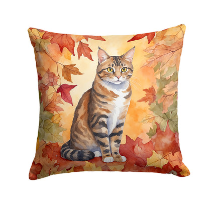 Caroline's Treasures California Spangled Cat in Fall Leaves Throw Pillow Machine Washable, Indoor Outdoor Decorative