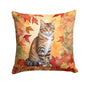Caroline's Treasures California Spangled Cat in Fall Leaves Throw Pillow Machine Washable, Indoor Outdoor Decorative